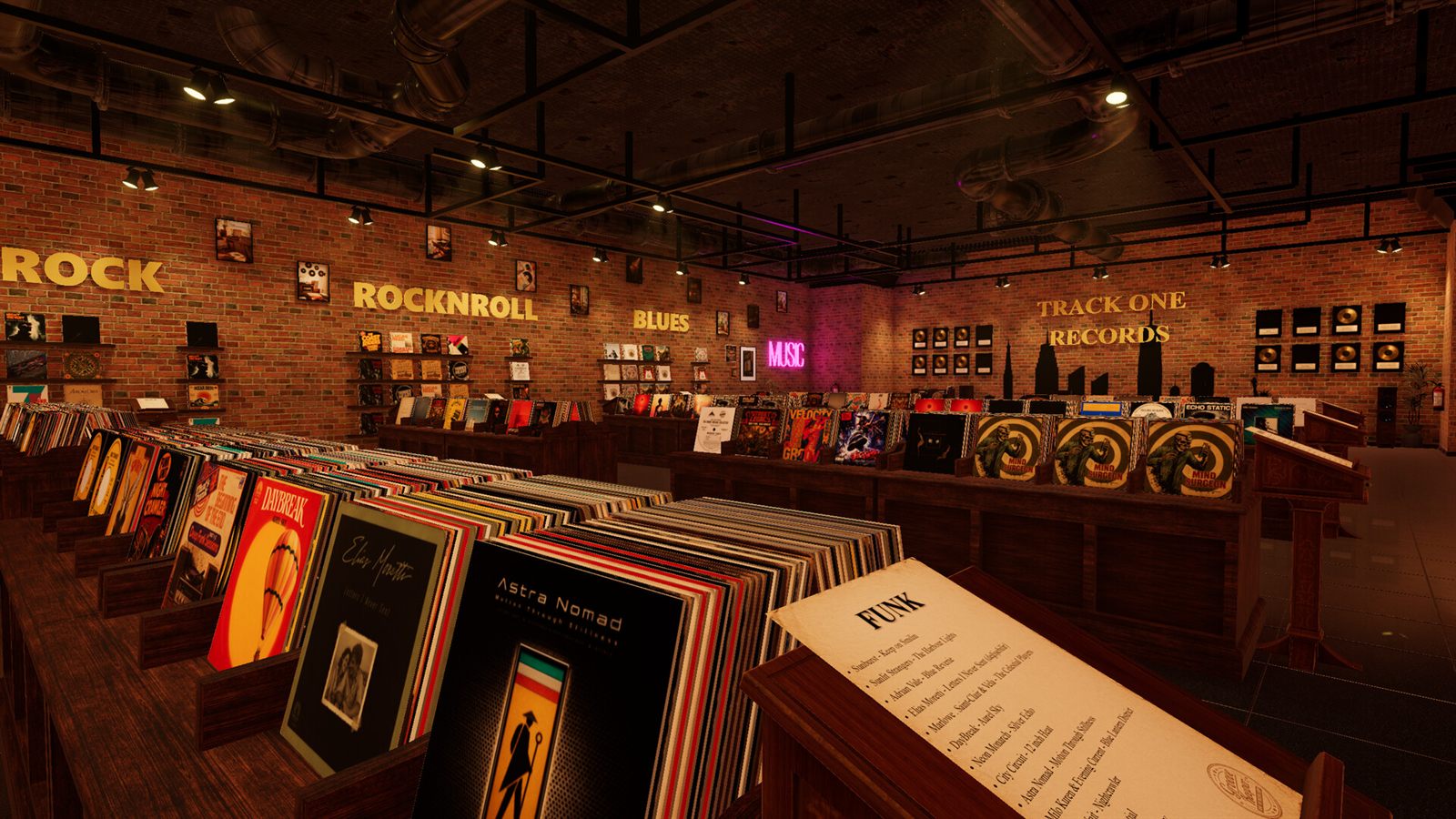 Funk aisle with sorted record bins
